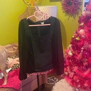 VENUS Black Square Neck Blouse